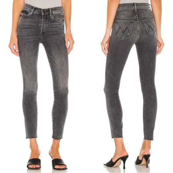 MOTHER The Stunner black wash Friday the 13th ankle fray jeans